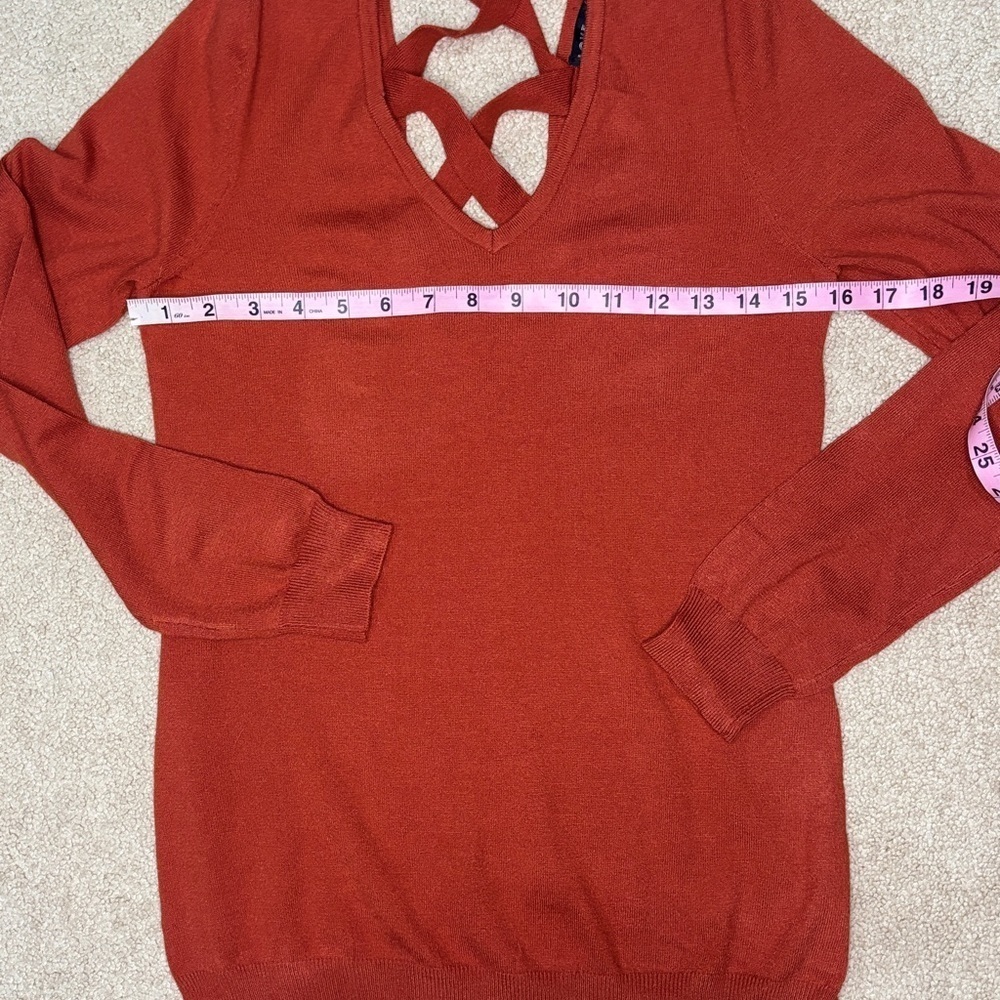 Love Ellie Mia Criss Cross back | Rust | V-Neck Knit Sweater | Size XS | New - Picture 6 of 10